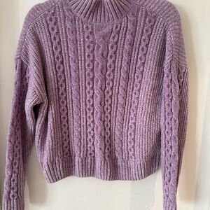Rachel Zoe Lavender Cable Knit Turtleneck Sweater